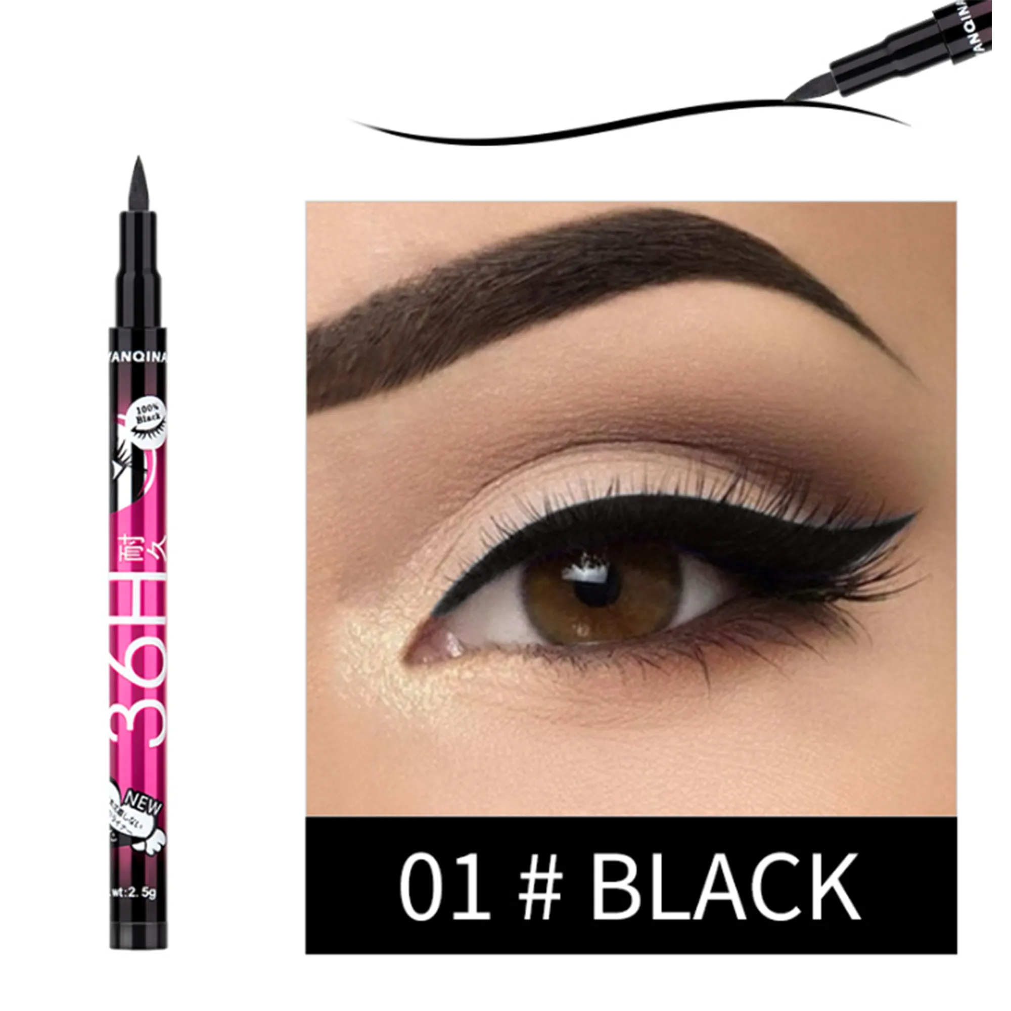 12 Pcs/Box Waterproof Liquid Eyeliner Black Brown Blue Purple Color Long-Lasting Eye Liner Pen Fast-Dry Matte Colorful Makeup