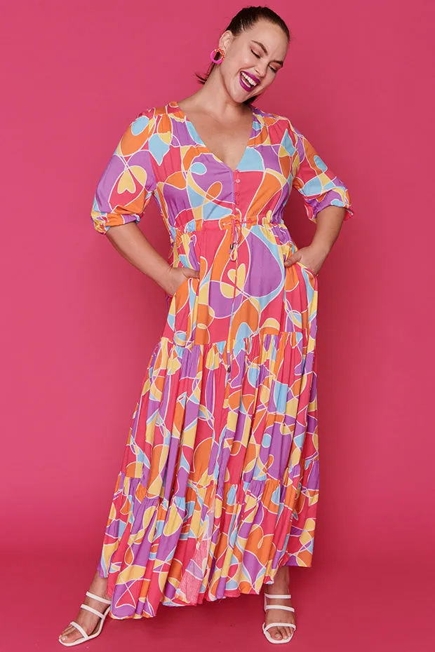 Adeline Lovely Lines Gelato Maxi Dress