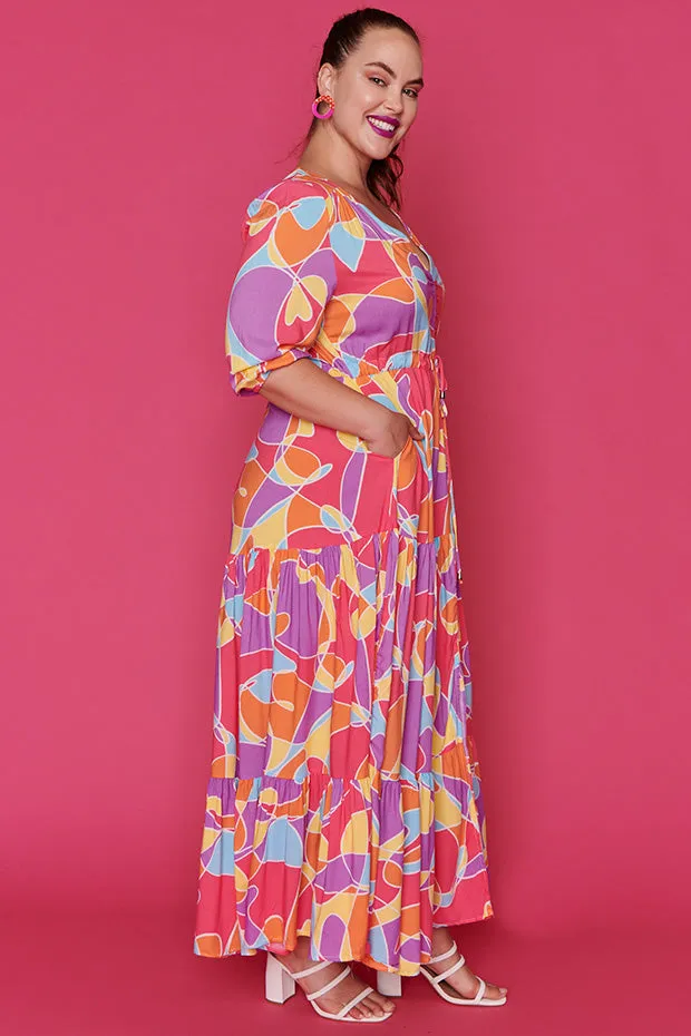 Adeline Lovely Lines Gelato Maxi Dress