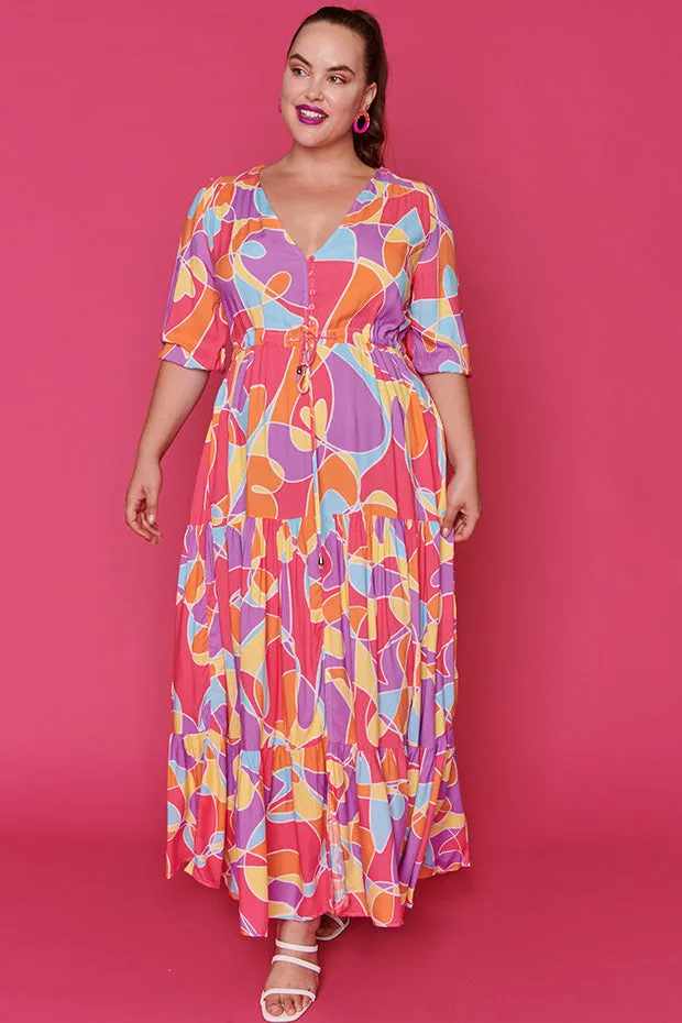 Adeline Lovely Lines Gelato Maxi Dress