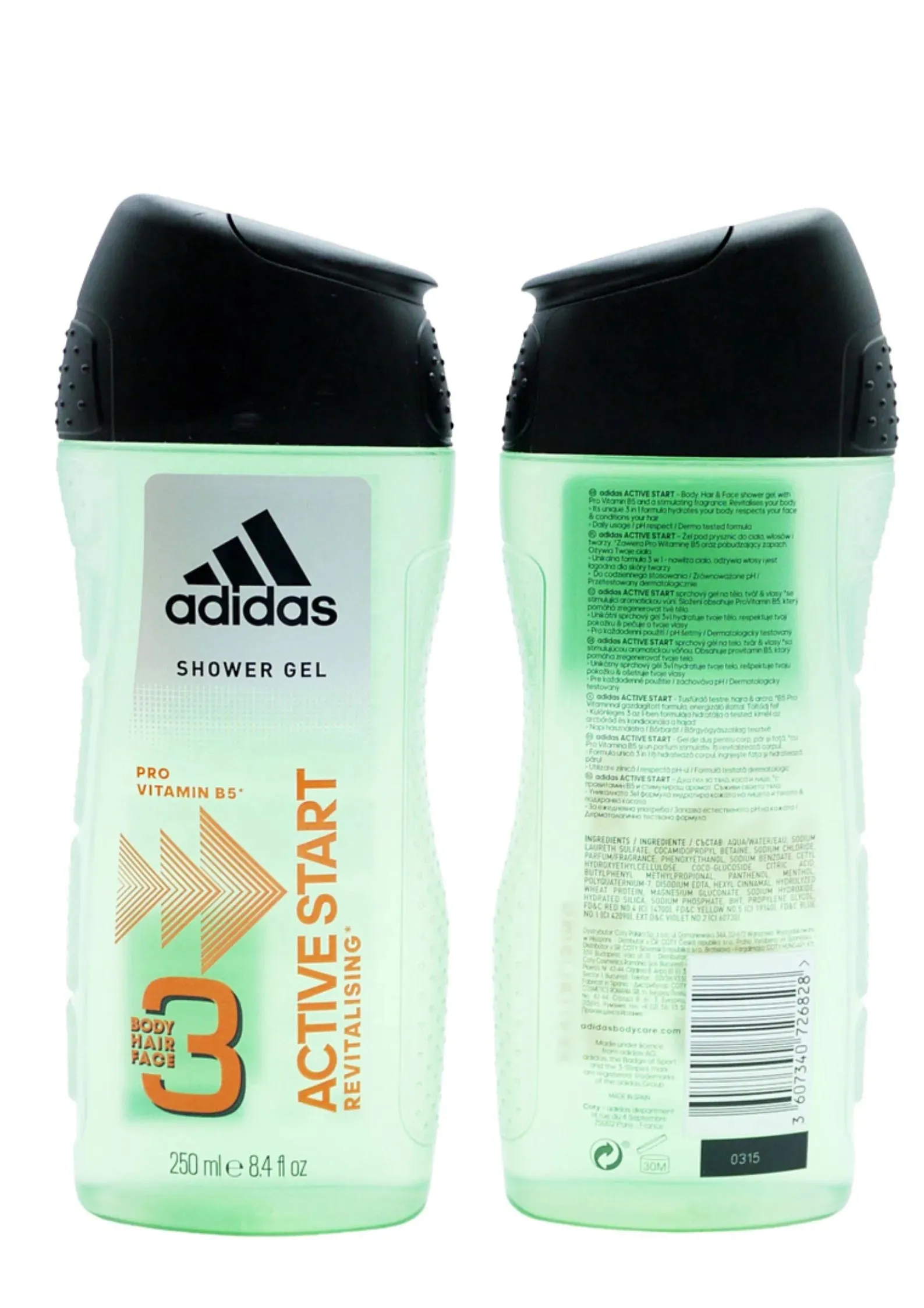 Adidas 3 Active Start Revitalising Shower Gel 250ml