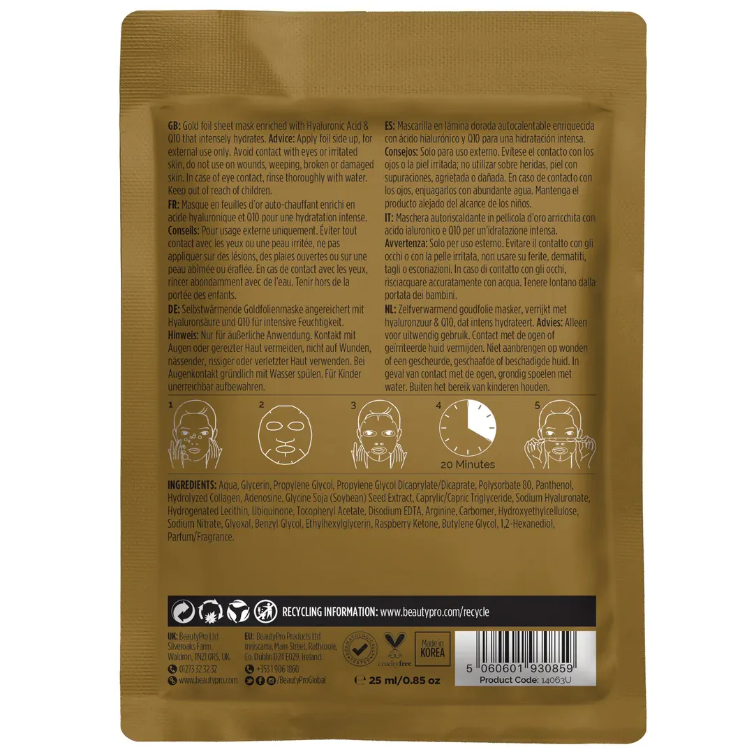 Beauty Pro HYALURONIC ACID Gold Foil Mask