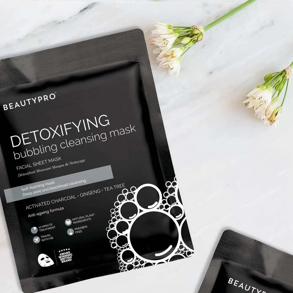 BEAUTYPRO Detoxifying Foaming Cleansing Activated Charcoal Sheet Mask