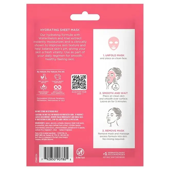 Burt's Bees Hydrating Watermelon Sheet Mask 0.33 oz. Pack