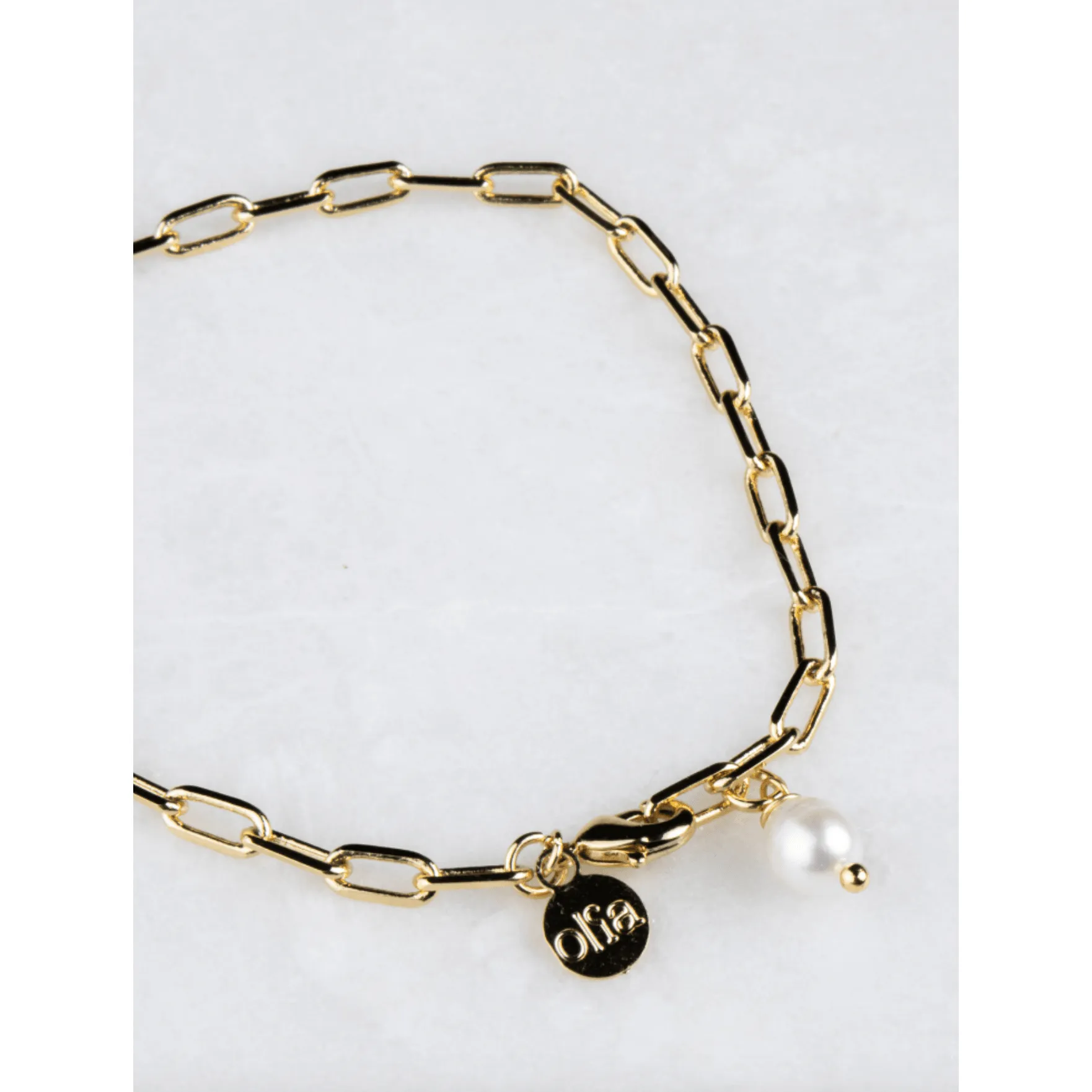 Farah Pearl Paperlink Adjustable Bracelet Gold Plated