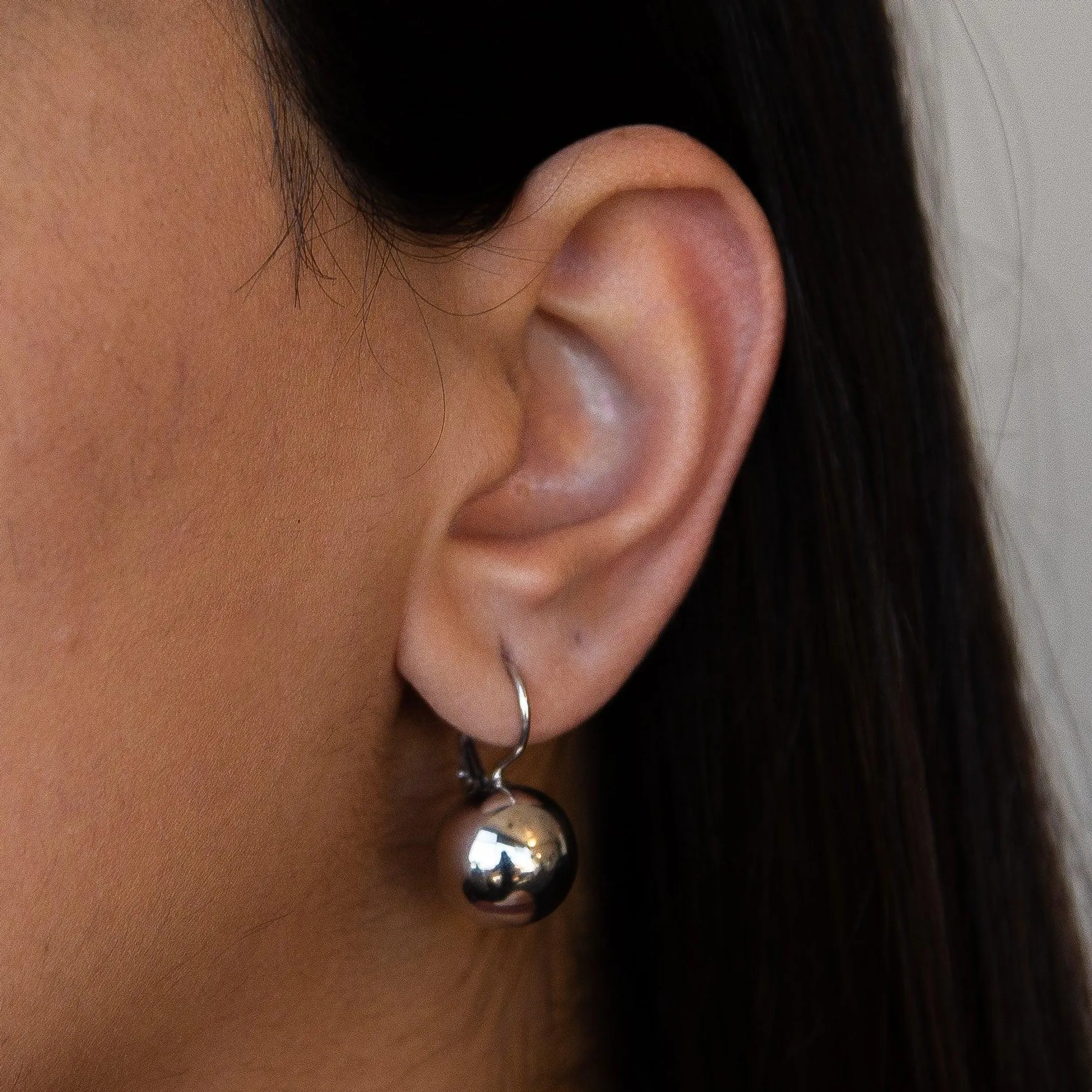 Italian Silver Sphere Earwire Earrings