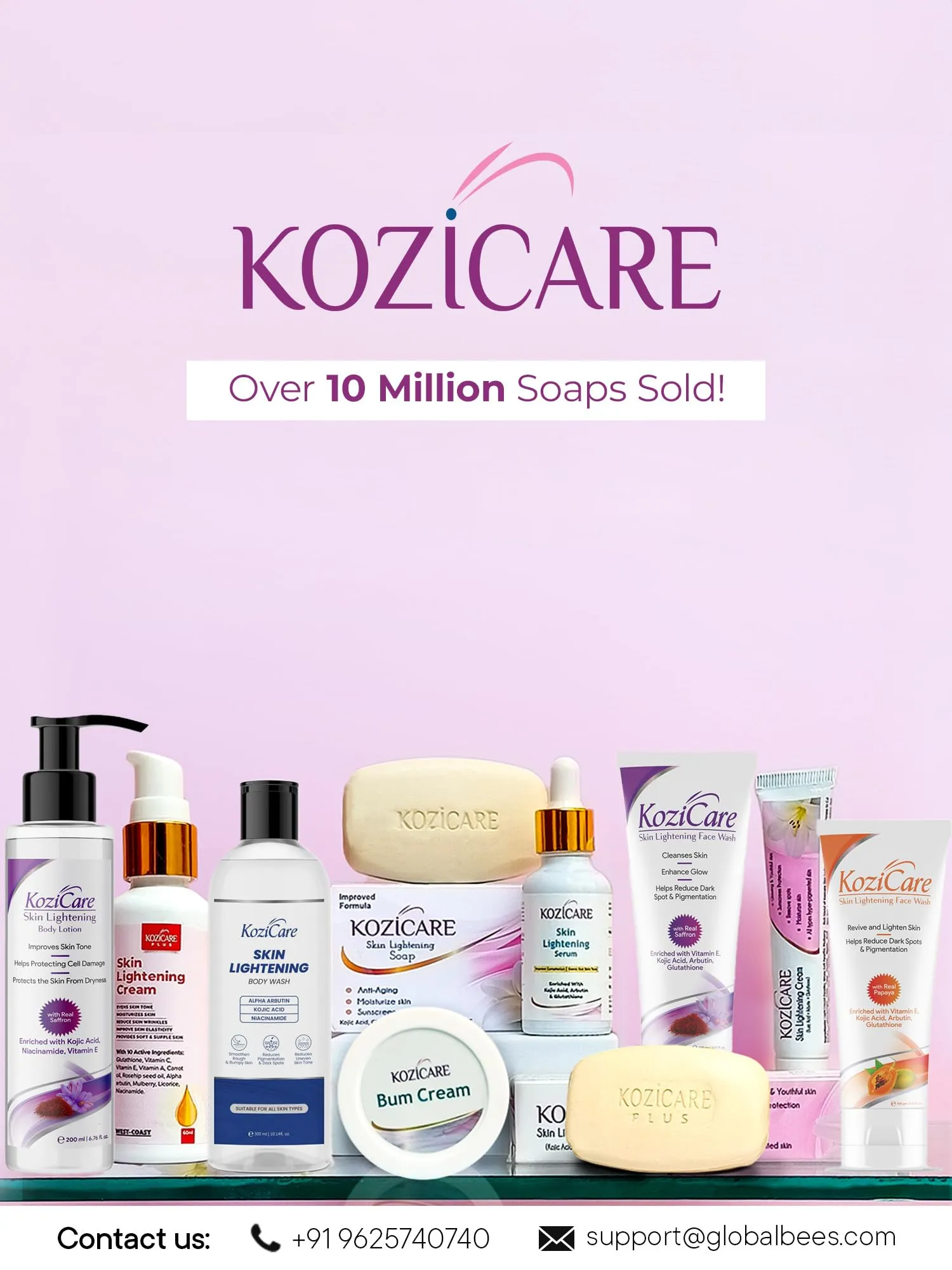 Kozicare 3 Skin Whitening Soap Papaya & 1 Papaya Kojic Acid Face Wash | Soaps for Bath | Body Tan Removal Soap & Detan Soap | Bath Soap Combo Offers | Cleanser for Face | Acne Face Wash | Skin Care