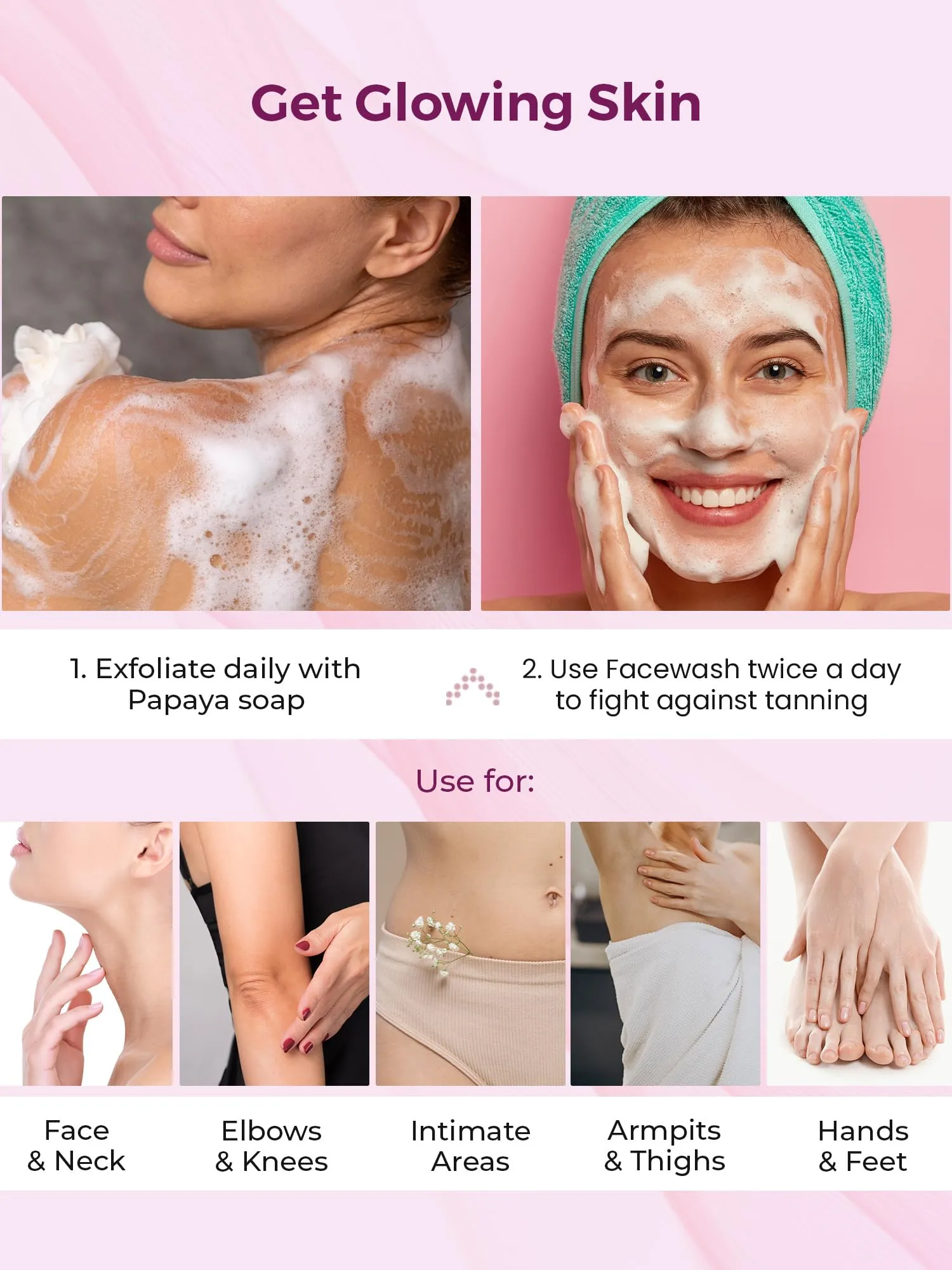 Kozicare 3 Skin Whitening Soap Papaya & 1 Papaya Kojic Acid Face Wash | Soaps for Bath | Body Tan Removal Soap & Detan Soap | Bath Soap Combo Offers | Cleanser for Face | Acne Face Wash | Skin Care