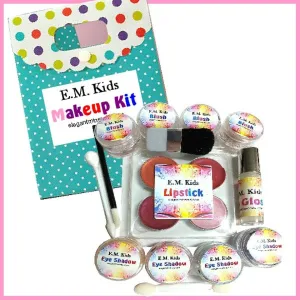 Makeup Kit for Kids- Organic & Natural Pretend Play   Free Makeup Bag - 14 pc.