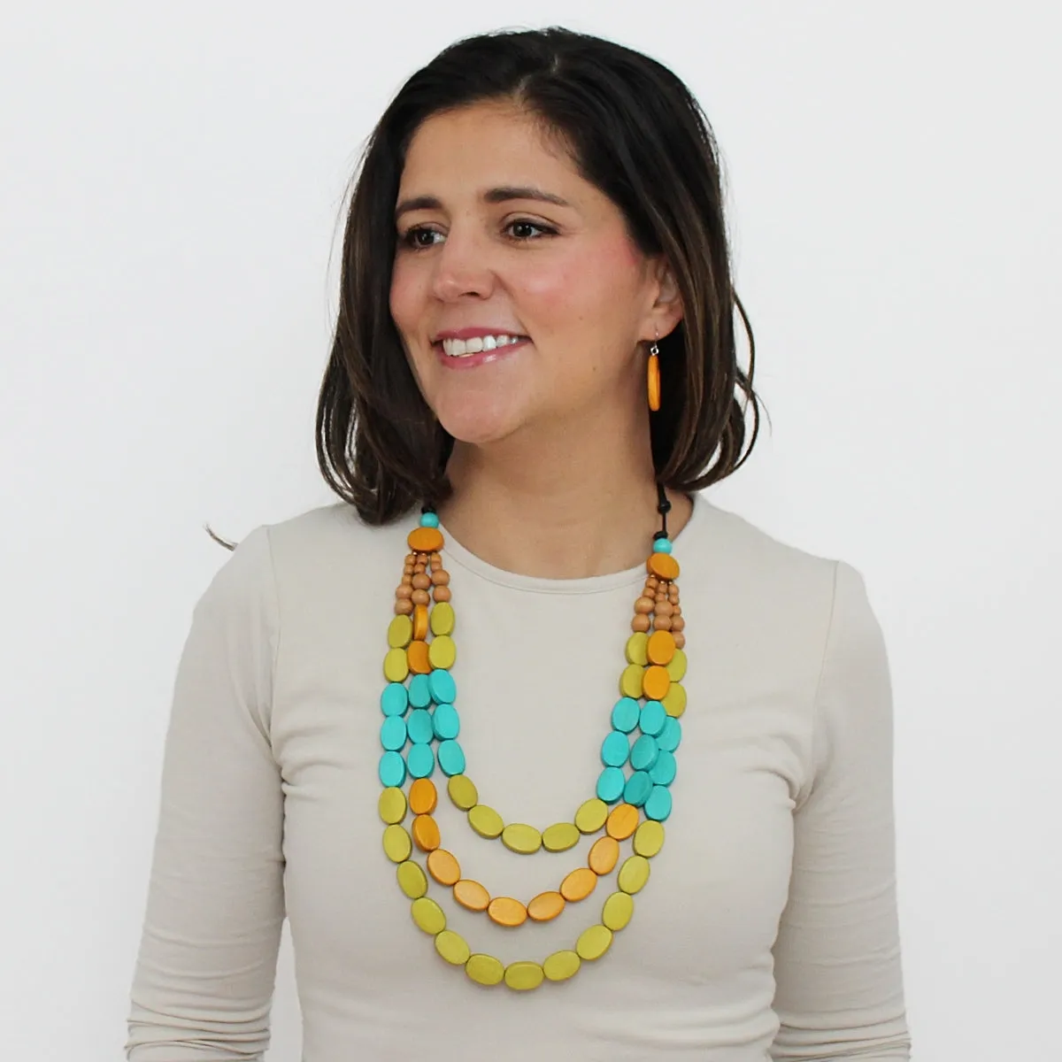 Multi Color Block Maya Necklace