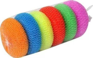 Prisart Plastic Round Nylon Scrubbers for Teflon pots and Pans Cleans up Big Messes with Little Effort Safe for Non-Stick cookware (Multicolour, Medium) (6)