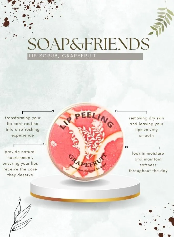 Revitalize Your Lips with Natural Grapefruit Lip Scrub by Soap&Friends, 15ml