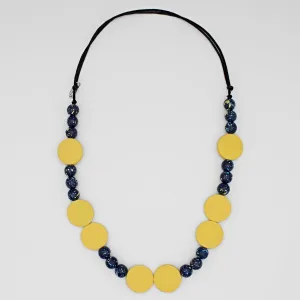 Speckled Lemon and Blue Necklace